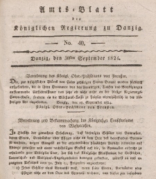 Amts-Blatt der Königlichen Regierung zu Danzig, 30. September 1824, Nr. 40