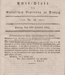 Amts-Blatt der Königlichen Regierung zu Danzig, 21. Oktober 1824, Nr. 43