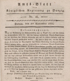 Amts-Blatt der Königlichen Regierung zu Danzig, 4. November 1824, Nr. 45