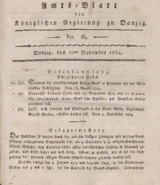 Amts-Blatt der Königlichen Regierung zu Danzig, 11. November 1824, Nr. 46