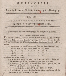 Amts-Blatt der Königlichen Regierung zu Danzig, 25. November 1824, Nr. 48