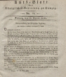 Amts-Blatt der Königlichen Regierung zu Danzig, 11. April 1832, Nr. 15