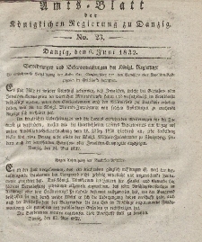 Amts-Blatt der Königlichen Regierung zu Danzig, 6. Juni 1832, Nr. 23