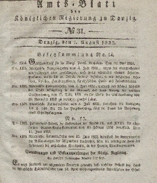 Amts-Blatt der Königlichen Regierung zu Danzig, 1. August 1832, Nr. 31