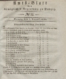 Amts-Blatt der Königlichen Regierung zu Danzig, 8. August 1832, Nr. 32