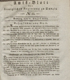 Amts-Blatt der Königlichen Regierung zu Danzig, 15. August 1832, Nr. 33