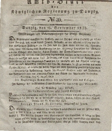 Amts-Blatt der Königlichen Regierung zu Danzig, 26. September 1832, Nr. 39