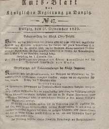 Amts-Blatt der Königlichen Regierung zu Danzig, 21. November 1832, Nr. 47