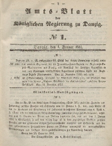 Amts-Blatt der Königlichen Regierung zu Danzig, 4. Januar 1854, Nr. 1
