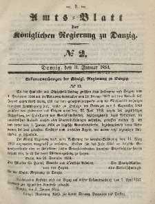 Amts-Blatt der Königlichen Regierung zu Danzig, 11. Januar 1854, Nr. 2
