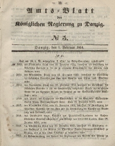 Amts-Blatt der Königlichen Regierung zu Danzig, 1. Februar 1854, Nr. 5