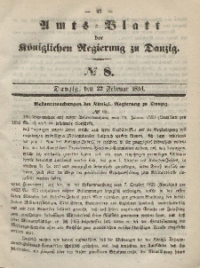 Amts-Blatt der Königlichen Regierung zu Danzig, 22. Februar 1854, Nr. 8