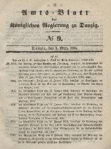 Amts-Blatt der Königlichen Regierung zu Danzig, 1. März 1854, Nr. 9