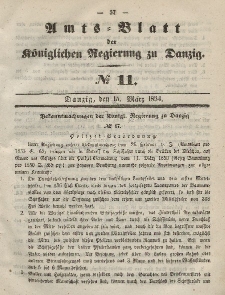 Amts-Blatt der Königlichen Regierung zu Danzig, 15. März 1854, Nr. 11