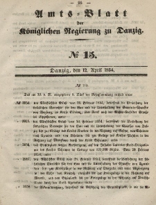 Amts-Blatt der Königlichen Regierung zu Danzig, 12. April 1854, Nr. 15