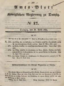 Amts-Blatt der Königlichen Regierung zu Danzig, 26. April 1854, Nr. 17