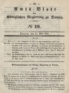 Amts-Blatt der Königlichen Regierung zu Danzig, 10. Mai 1854, Nr. 19