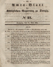Amts-Blatt der Königlichen Regierung zu Danzig, 24. Mai 1854, Nr. 21