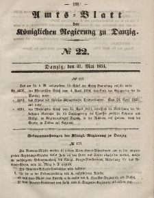 Amts-Blatt der Königlichen Regierung zu Danzig, 31. Mai 1854, Nr. 22