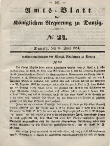 Amts-Blatt der Königlichen Regierung zu Danzig, 14. Juni 1854, Nr. 24