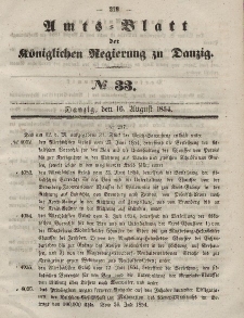 Amts-Blatt der Königlichen Regierung zu Danzig, 16. August 1854, Nr. 33