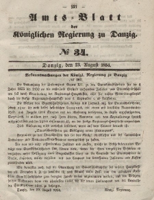 Amts-Blatt der Königlichen Regierung zu Danzig, 23. August 1854, Nr. 34