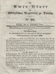 Amts-Blatt der Königlichen Regierung zu Danzig, 27. September 1854, Nr. 39