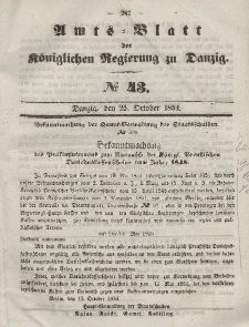 Amts-Blatt der Königlichen Regierung zu Danzig, 25. Oktober 1854, Nr. 43