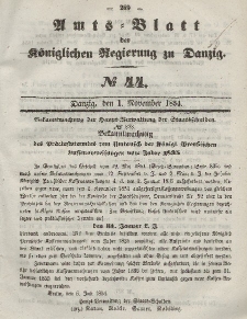 Amts-Blatt der Königlichen Regierung zu Danzig, 1. November 1854, Nr. 44