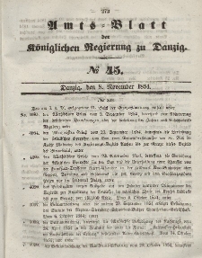 Amts-Blatt der Königlichen Regierung zu Danzig, 8. November 1854, Nr. 45