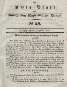 Amts-Blatt der Königlichen Regierung zu Danzig, 6. Dezember 1854, Nr. 49