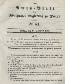 Amts-Blatt der Königlichen Regierung zu Danzig, 20. Dezember 1854, Nr. 51