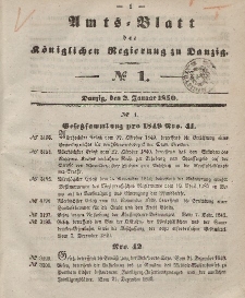 Amts-Blatt der Königlichen Regierung zu Danzig, 2. Januar 1850, Nr. 1