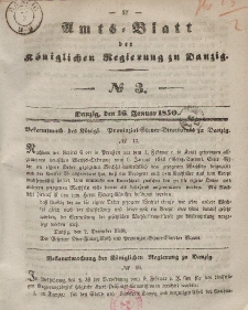 Amts-Blatt der Königlichen Regierung zu Danzig, 16. Januar 1850, Nr. 3