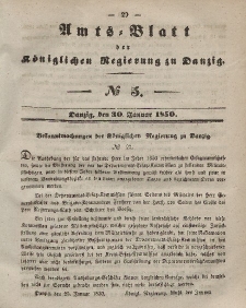 Amts-Blatt der Königlichen Regierung zu Danzig, 30. Januar 1850, Nr. 5
