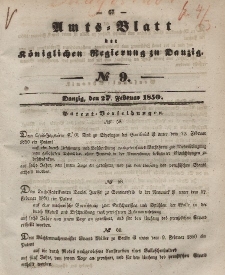Amts-Blatt der Königlichen Regierung zu Danzig, 27. Februar 1850, Nr. 9