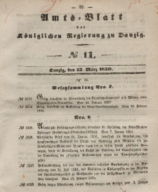 Amts-Blatt der Königlichen Regierung zu Danzig, 13. März 1850, Nr. 11