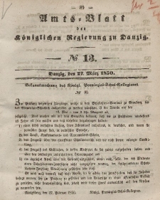Amts-Blatt der Königlichen Regierung zu Danzig, 27. März 1850, Nr. 13
