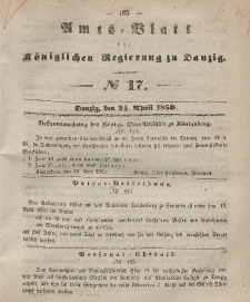 Amts-Blatt der Königlichen Regierung zu Danzig, 24. April 1850, Nr. 17