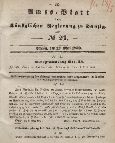 Amts-Blatt der Königlichen Regierung zu Danzig, 22. Mai 1850, Nr. 21
