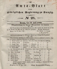 Amts-Blatt der Königlichen Regierung zu Danzig, 10. Juli 1850, Nr. 28