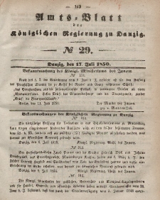 Amts-Blatt der Königlichen Regierung zu Danzig, 17. Juli 1850, Nr. 29