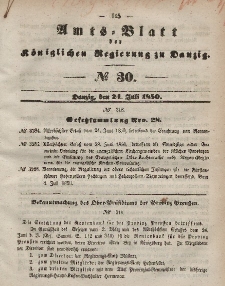 Amts-Blatt der Königlichen Regierung zu Danzig, 24. Juli 1850, Nr. 30