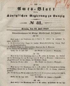 Amts-Blatt der Königlichen Regierung zu Danzig, 31. Juli 1850, Nr. 31