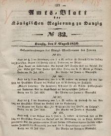 Amts-Blatt der Königlichen Regierung zu Danzig, 7. August 1850, Nr. 32