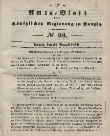 Amts-Blatt der Königlichen Regierung zu Danzig, 14. August 1850, Nr. 33