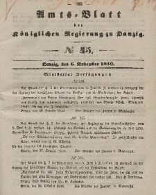 Amts-Blatt der Königlichen Regierung zu Danzig, 6. November 1850, Nr. 45