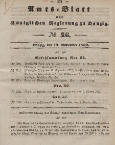 Amts-Blatt der Königlichen Regierung zu Danzig, 13. November 1850, Nr. 46