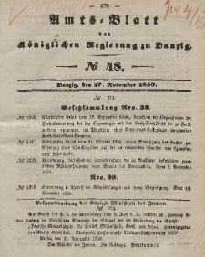 Amts-Blatt der Königlichen Regierung zu Danzig, 27. November 1850, Nr. 48