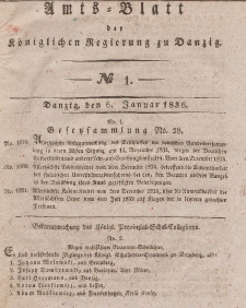 Amts-Blatt der Königlichen Regierung zu Danzig, 6. Januar 1836, Nr. 1